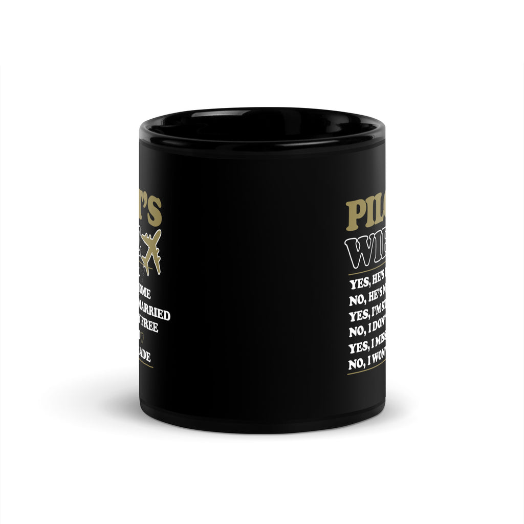Pilot Wife - Black Glossy Mug