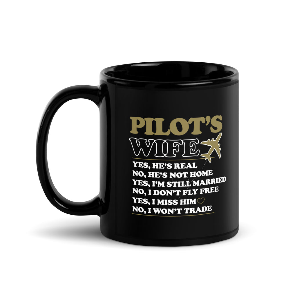 Pilot Wife - Black Glossy Mug