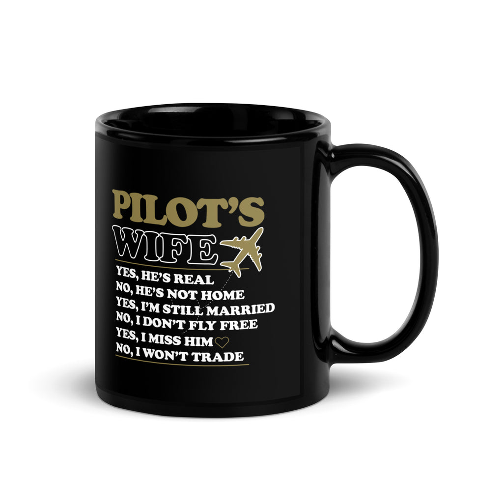 Pilot Wife - Black Glossy Mug