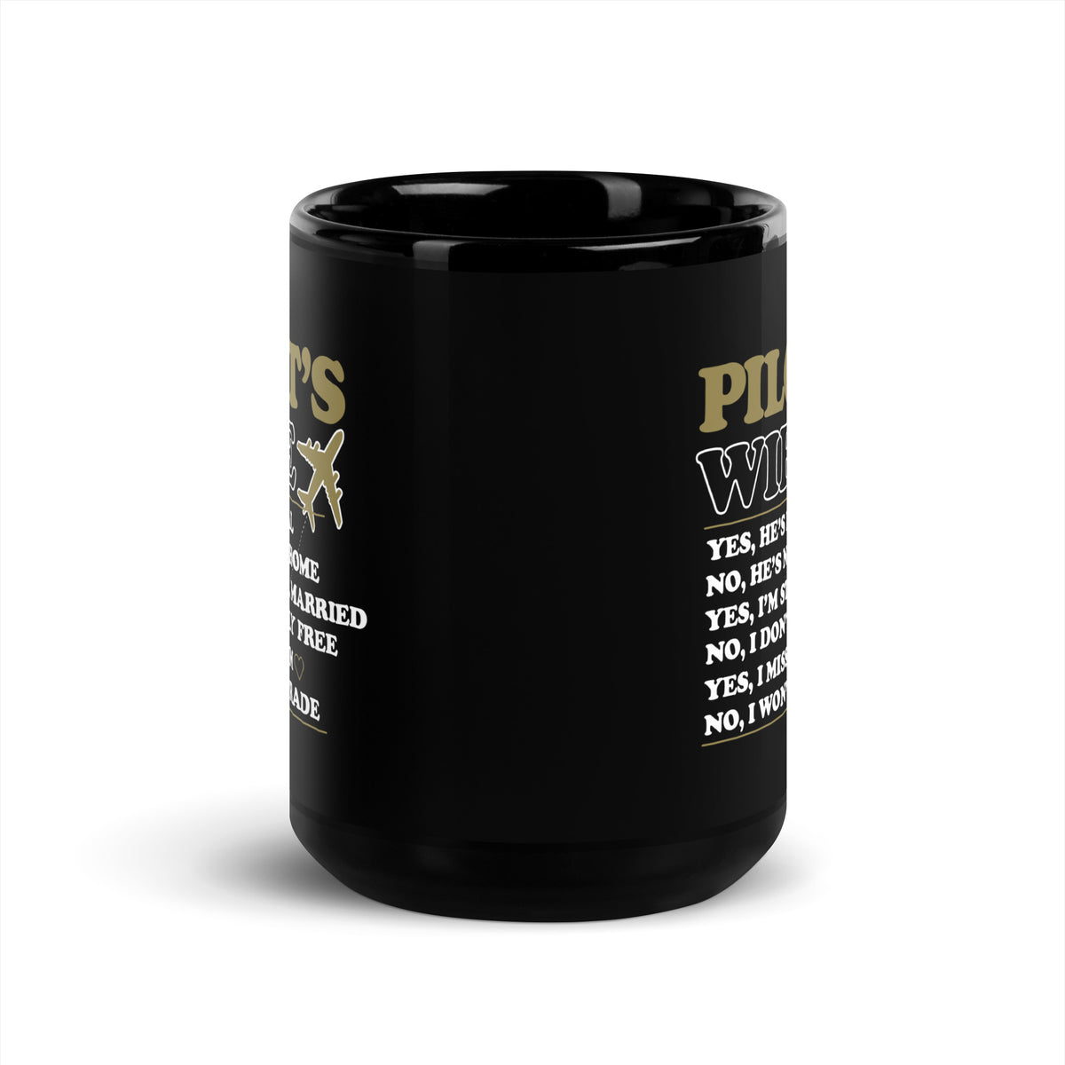 Pilot Wife - Black Glossy Mug