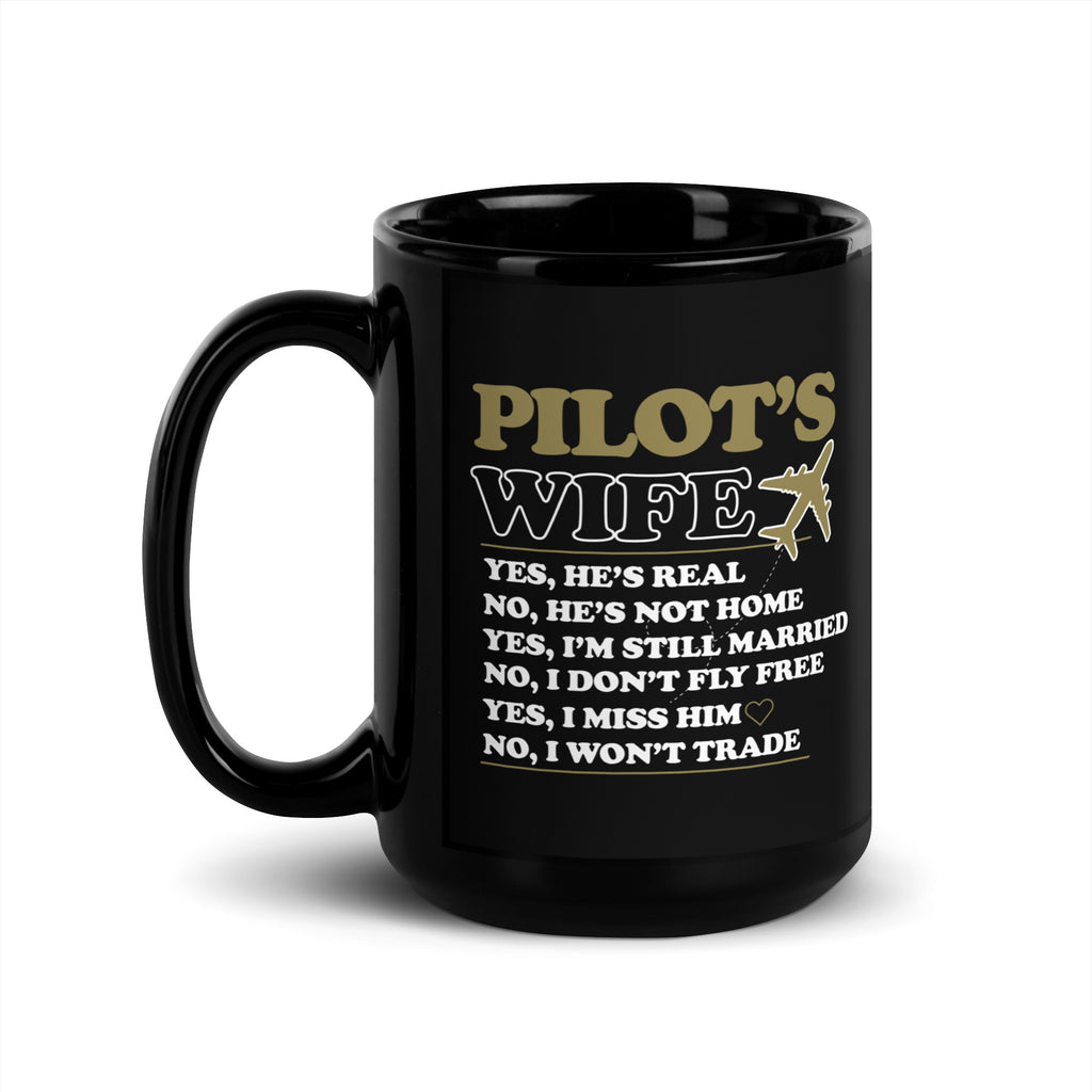 Pilot Wife - Black Glossy Mug