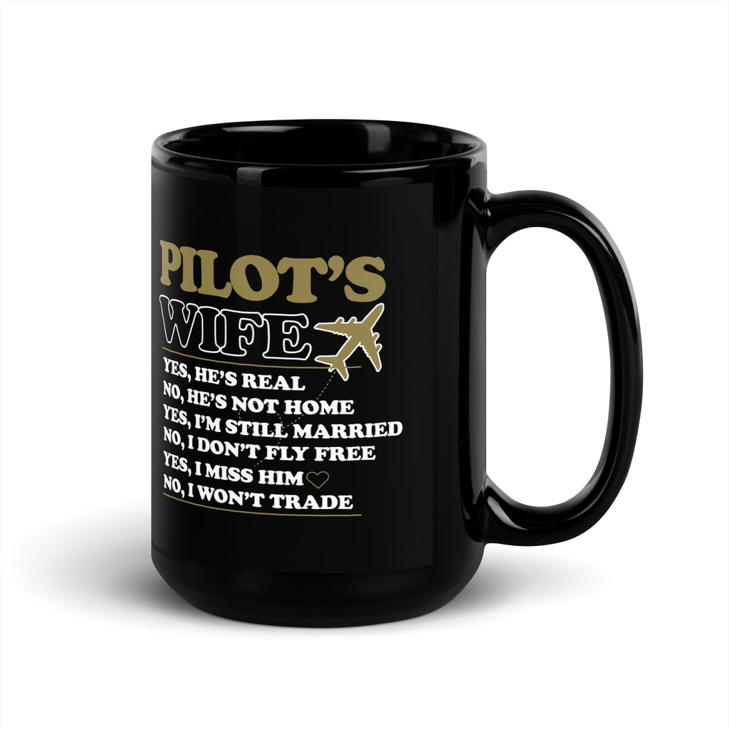 Pilot Wife - Black Glossy Mug