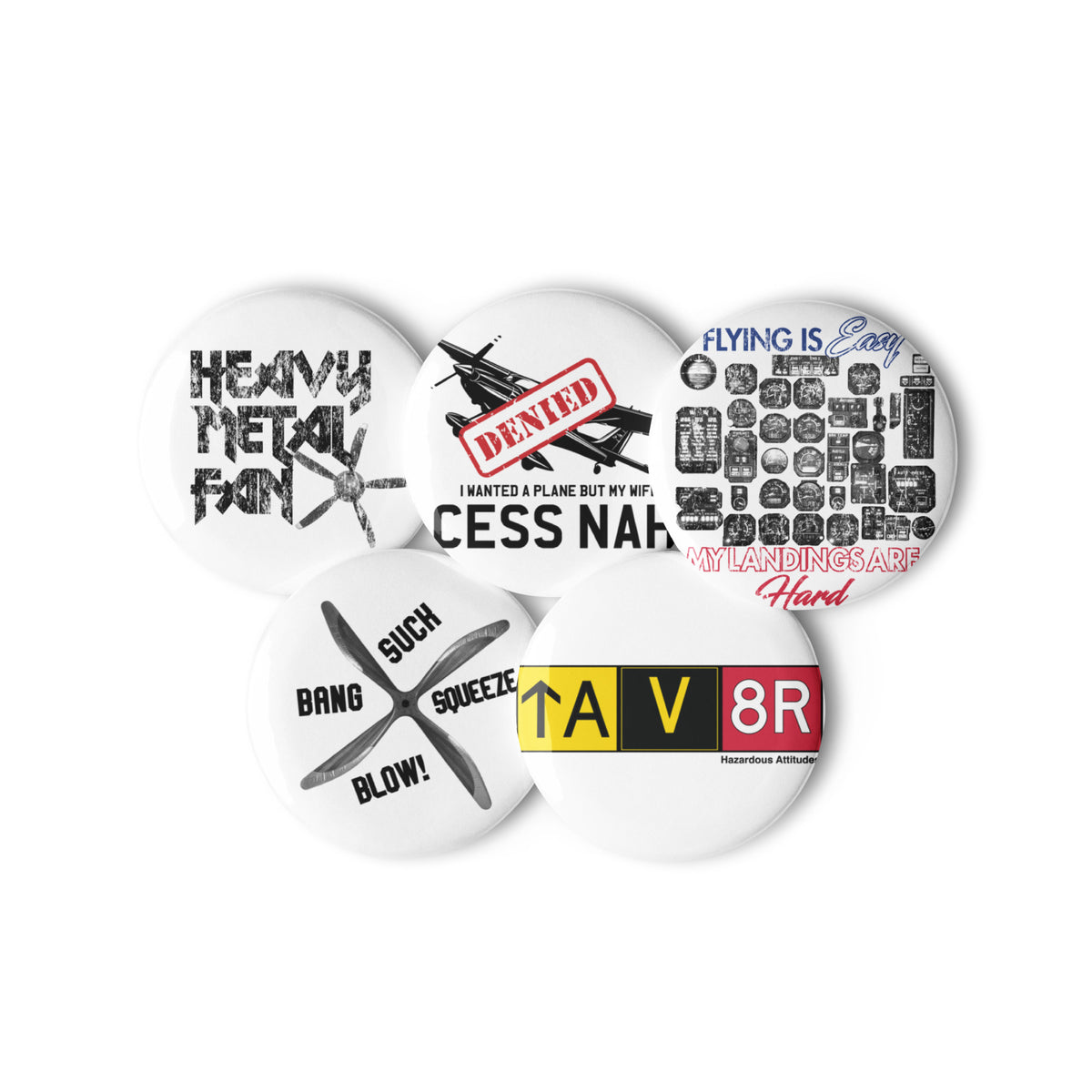 Hazardous Attitudes - Set of 5 pin buttons