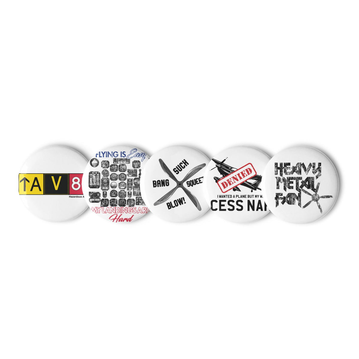 Hazardous Attitudes - Set of 5 pin buttons