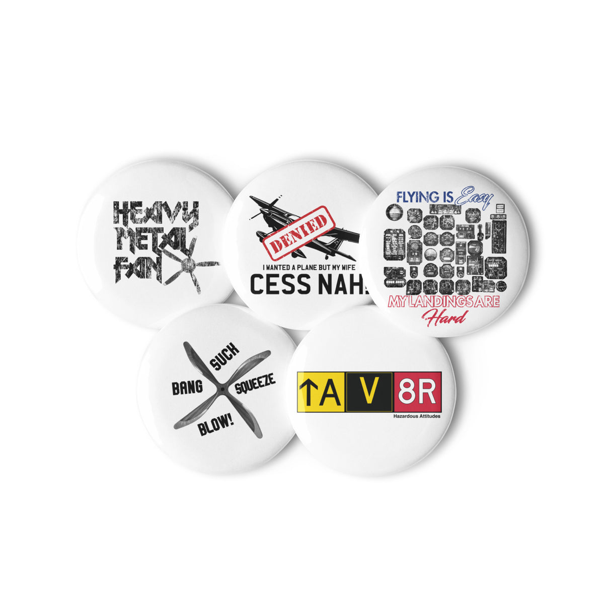 Hazardous Attitudes - Set of 5 pin buttons