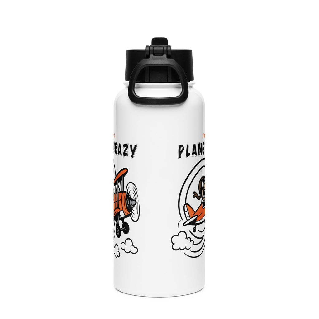 Plane Crazy - Stainless steel water bottle with a straw lid