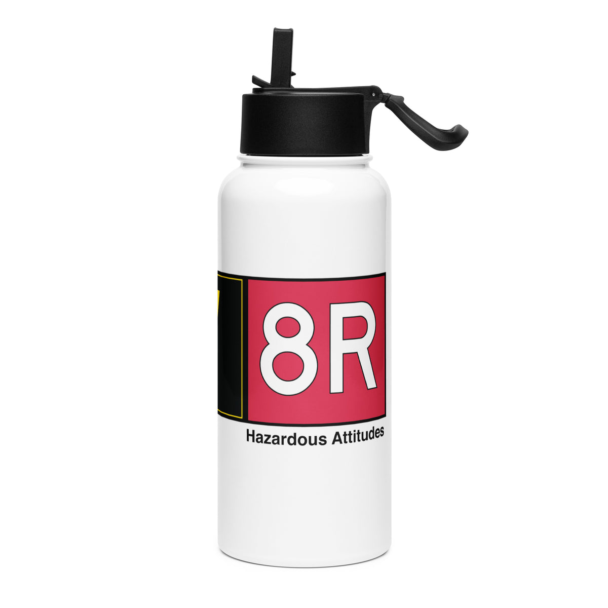 Aviator Airport Signs - Stainless steel water bottle with a straw lid