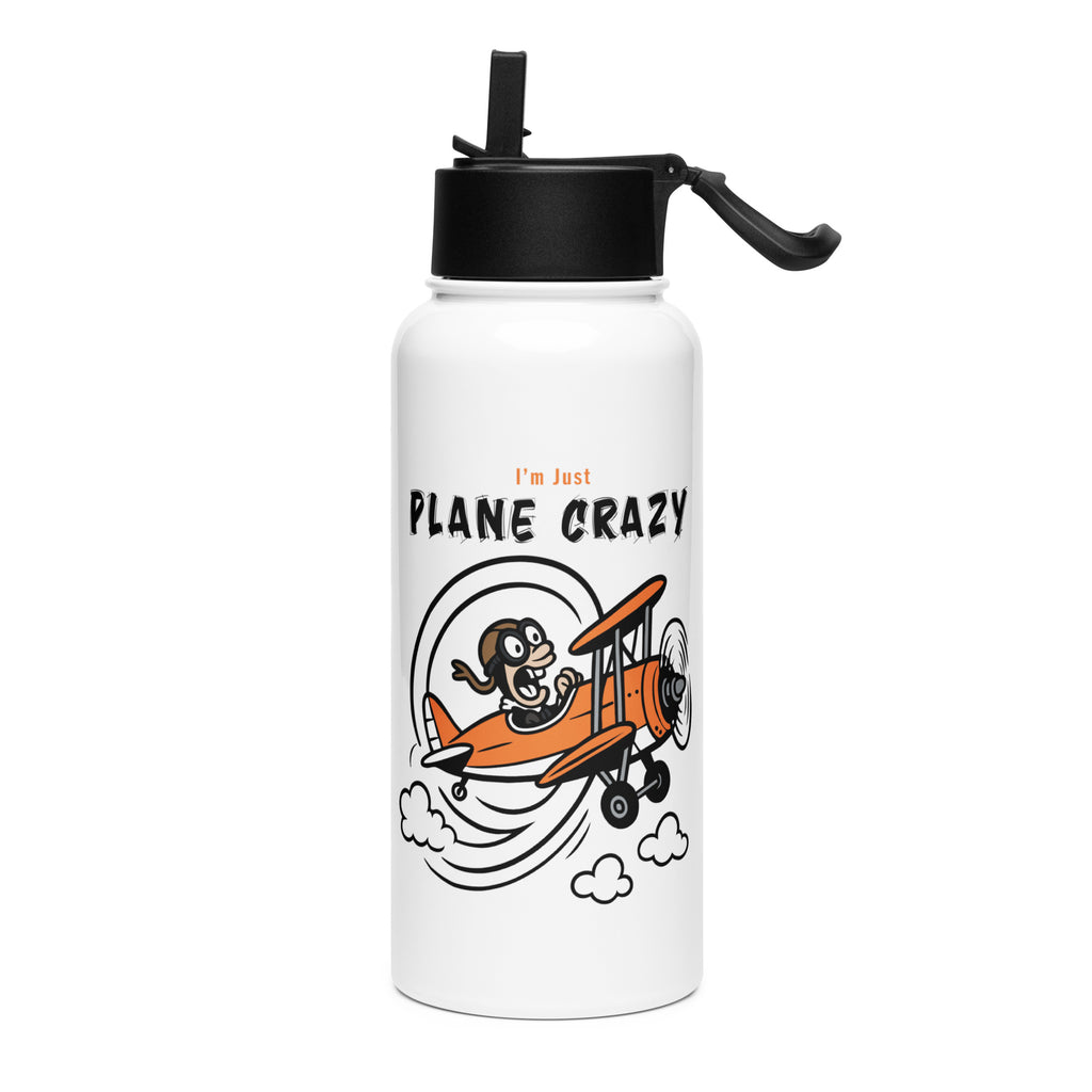 Plane Crazy - Stainless steel water bottle with a straw lid