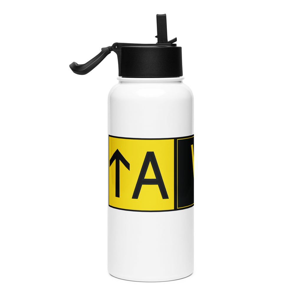 Aviator Airport Signs - Stainless steel water bottle with a straw lid