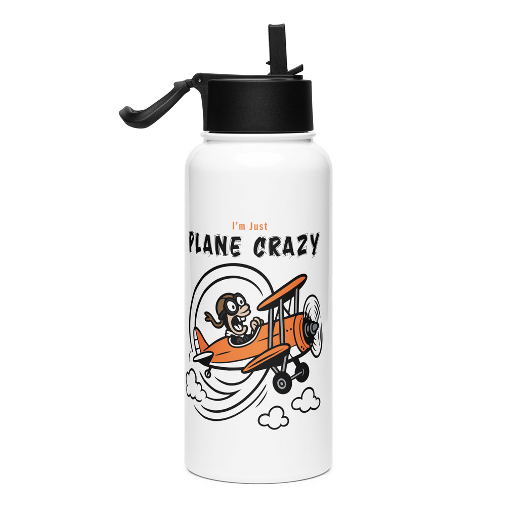 Plane Crazy - Stainless steel water bottle with a straw lid