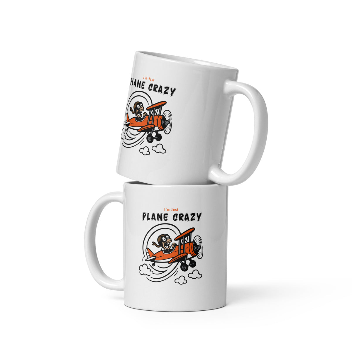 Plane Crazy - White glossy mug