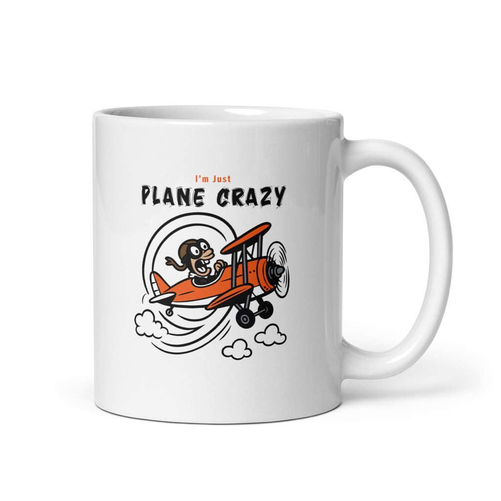 Plane Crazy - White glossy mug