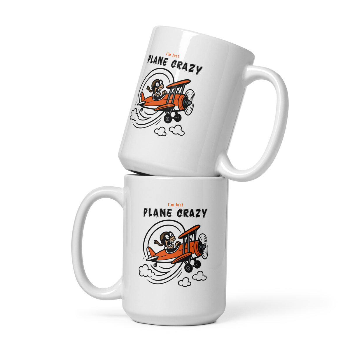 Plane Crazy - White glossy mug